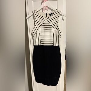 Lulu's Black and White Strapless Dress